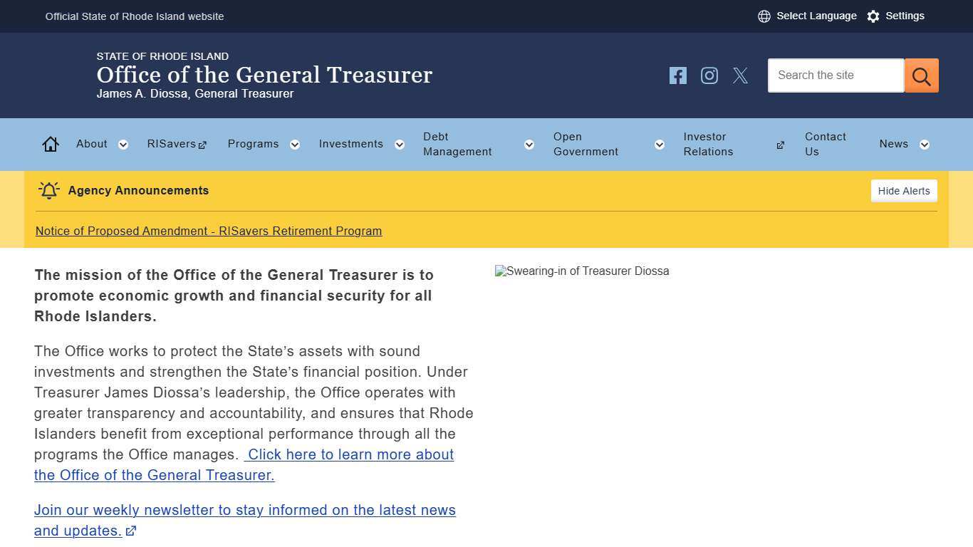 Welcome Rhode Island Office of the General Treasurer